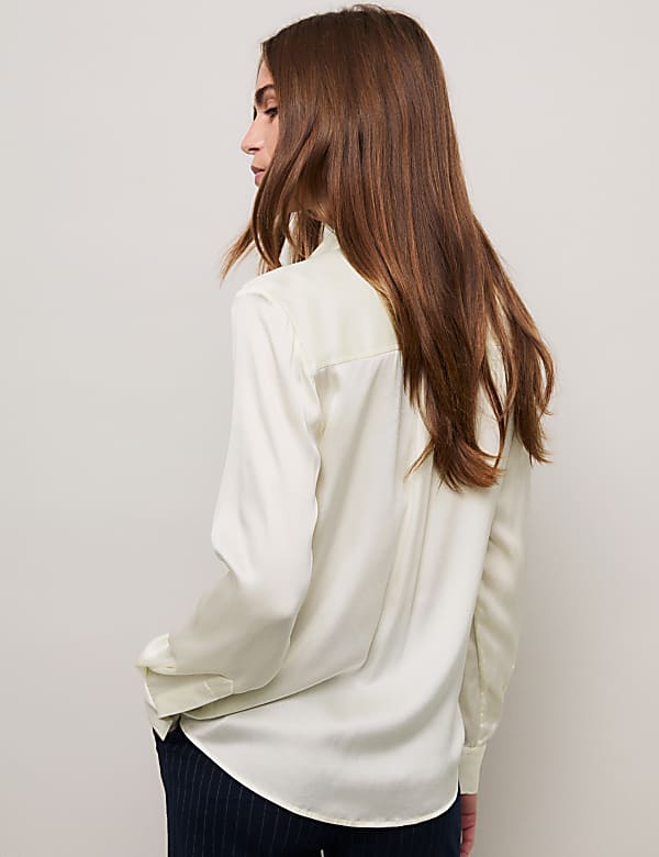 חולצת משי טהור עם צווארון וקשירה - IL