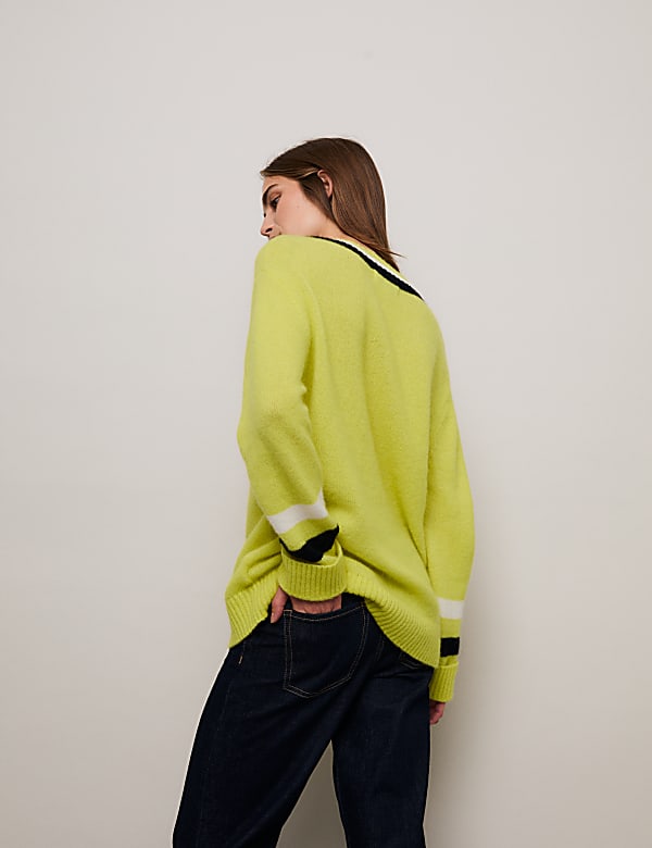 סוודר אוברסייז בסגנון קריקט מתערובת אנגורה - IL