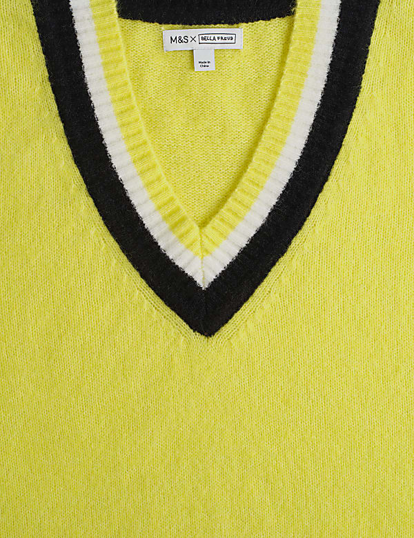 סוודר אוברסייז בסגנון קריקט מתערובת אנגורה - IL