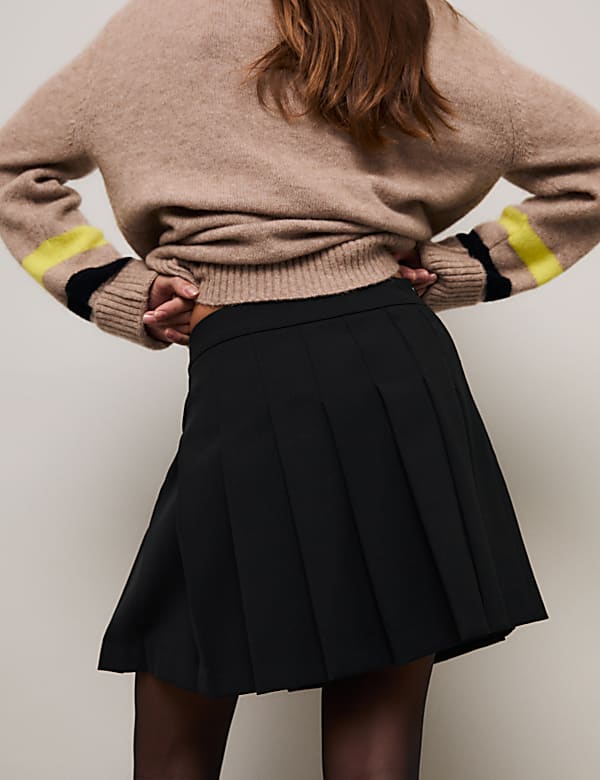 Geplooide minirok van wolmix - NL