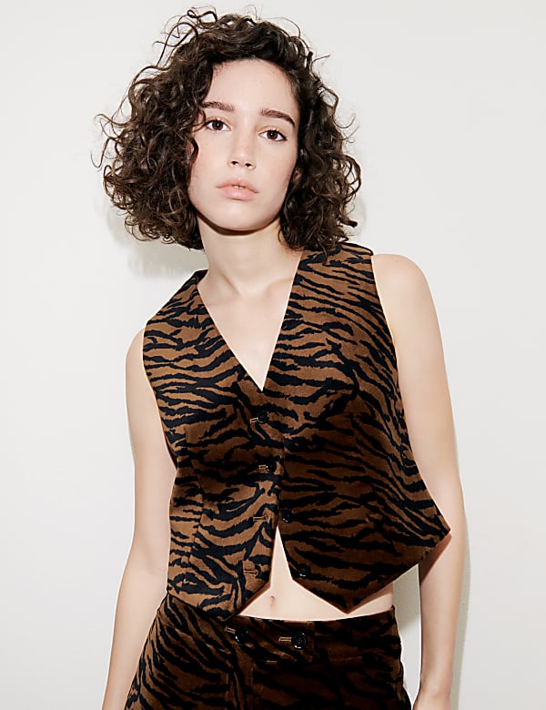 Velvet Animal-Print Waistcoat - AL