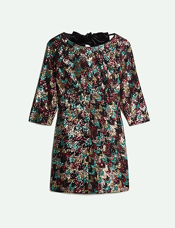 Bow Detail Sequin Mini Dress - LU