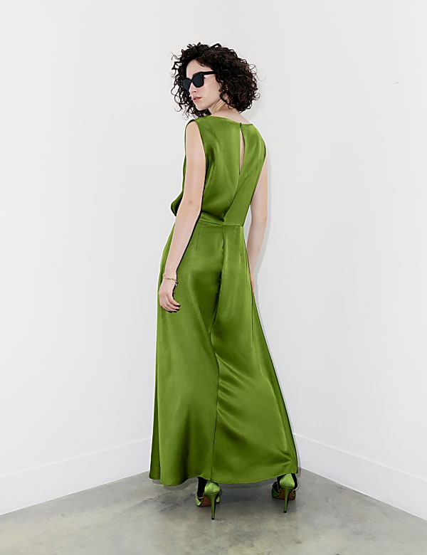 Robe maxi en satin détail ruché - CH