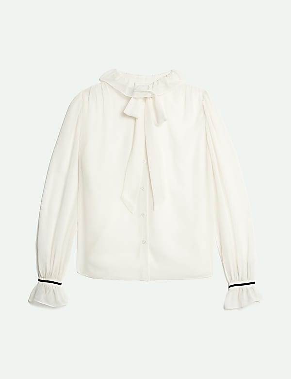 Blusa 100% seda con lazada y volantes - ES