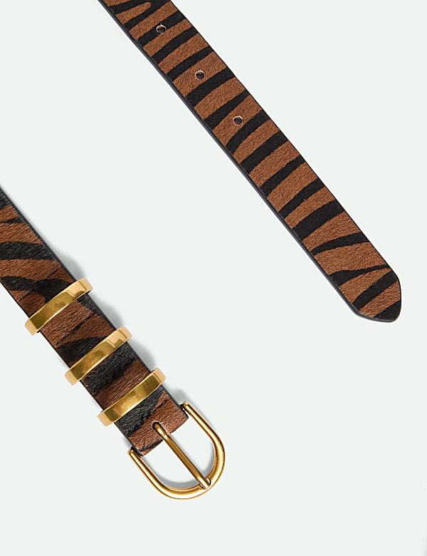 Animal-Print Leather Belt - JP