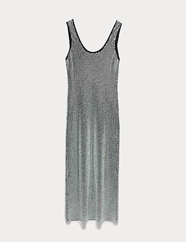 Metallic Embellished Maxi Bodycon Dress - NO