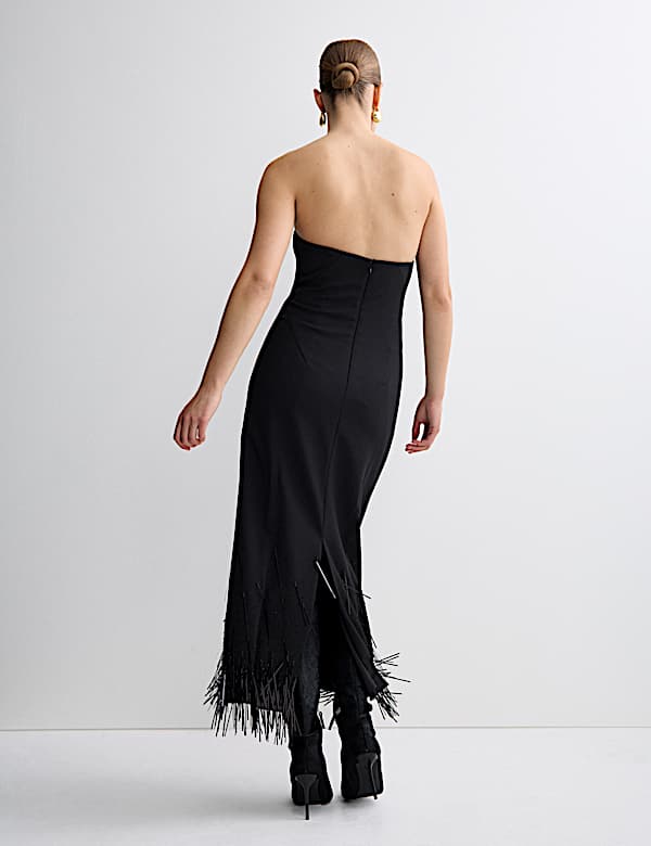 Wool Blend Embellished Tassel Midi Dress - BN