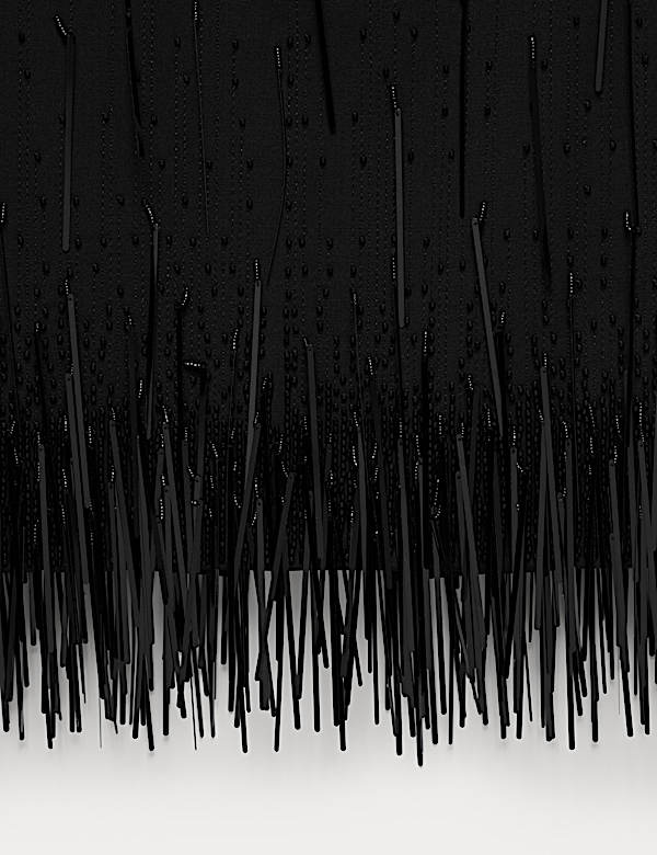 Wool Blend Embellished Tassel Midi Dress - BN