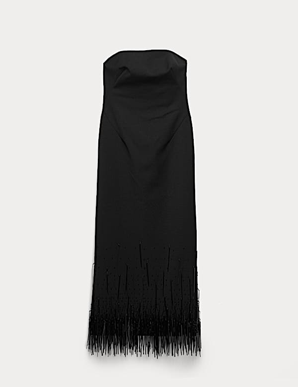 Wool Blend Embellished Tassel Midi Dress - BN