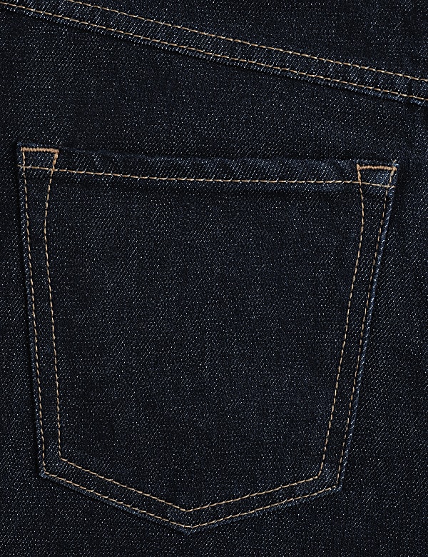 ג'ינס מבד עשיר בכותנה בגזרה גבוהה עם רגל רחבה - IL