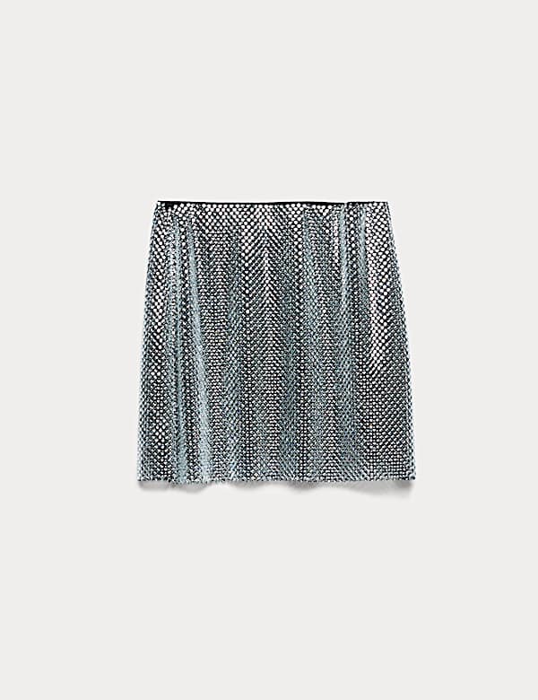 Metallic Embellished Mini A-Line Skirt - UA