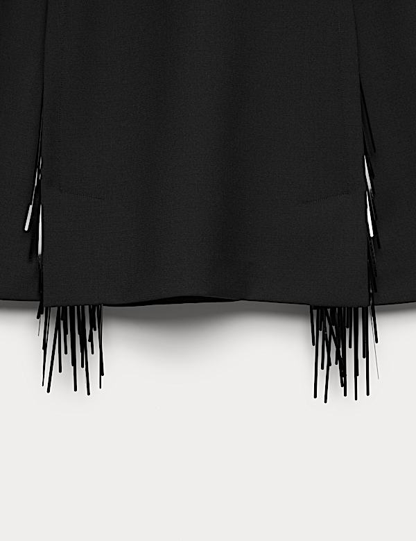 Wool Blend Embellished Tassel Mini Skirt - NO