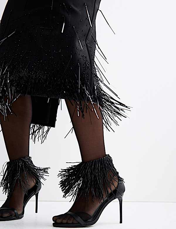 Wool Blend Embellished Tassel Midi Skirt - PT