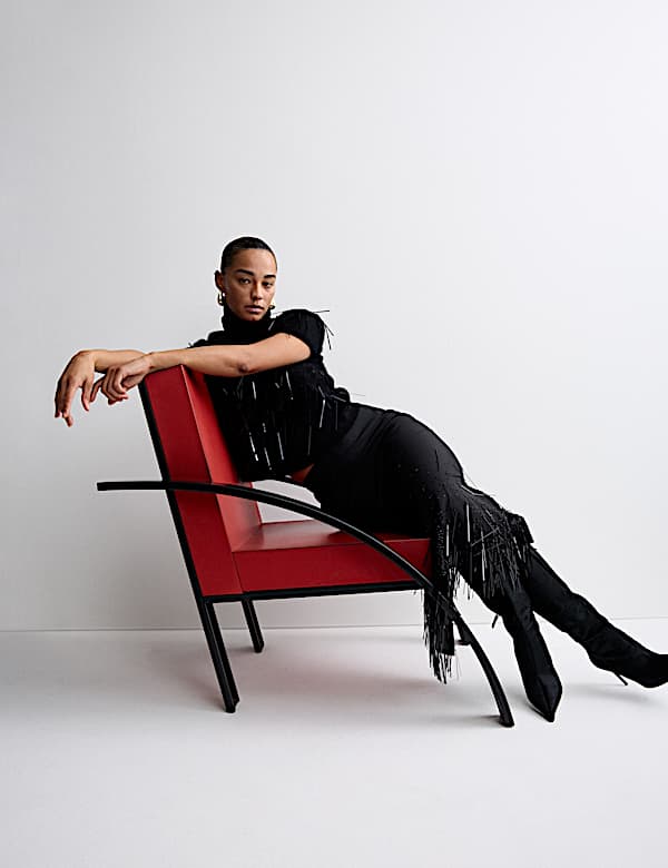 Wool Blend Embellished Tassel Midi Skirt - PT