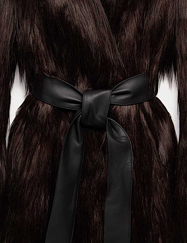 Faux Fur Collared Longline Trench Coat - IT