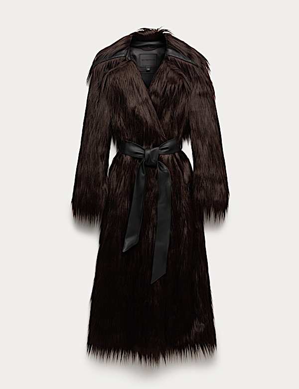 Faux Fur Collared Longline Trench Coat - IT