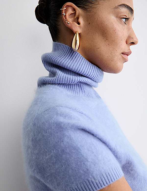 Pure Cashmere Roll Neck Knitted Top - VN