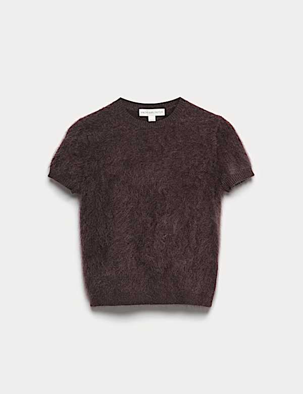 Brushed Pure Cashmere Cropped Knitted Top - VN