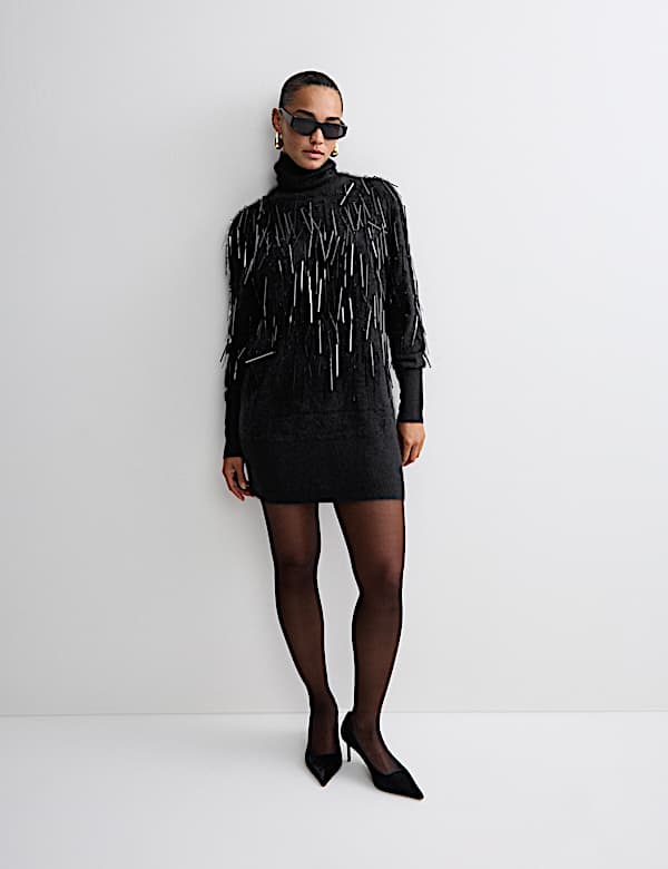 Pure Cashmere Embellished Mini Jumper Dress - NO