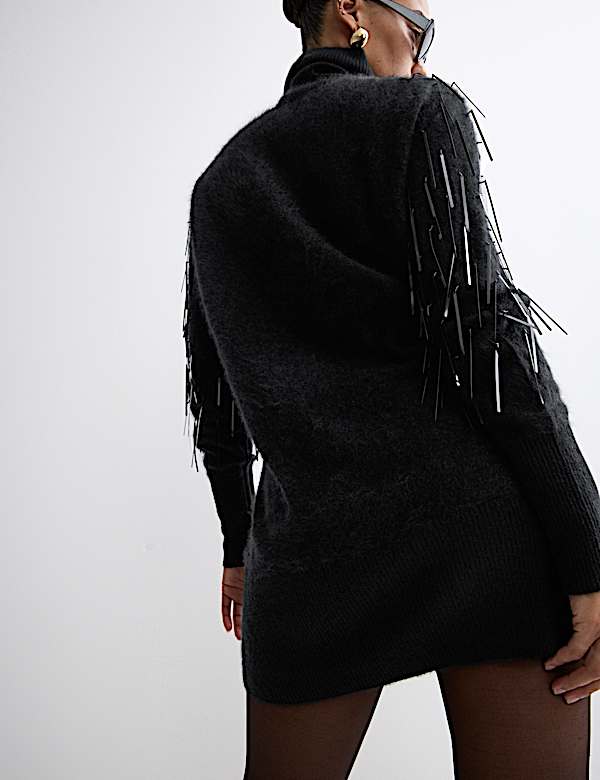 Pure Cashmere Embellished Mini Jumper Dress - NO