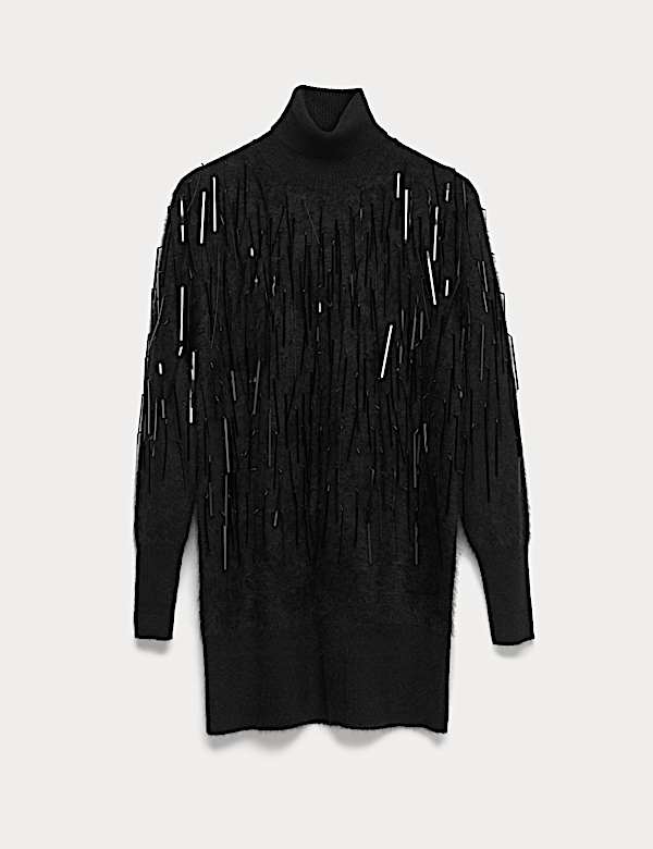 Pure Cashmere Embellished Mini Jumper Dress - NO