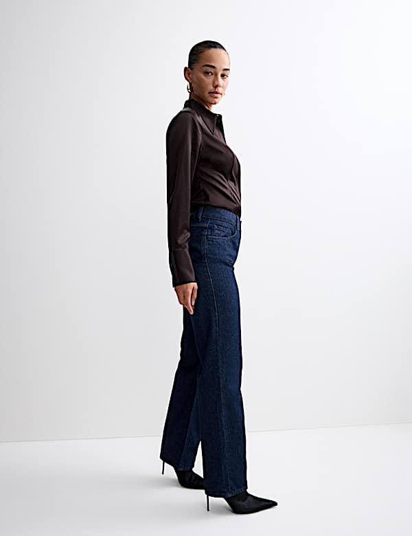 Pure Cotton High Waisted Wide Leg Jeans - NO