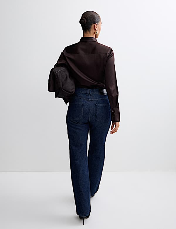 Pure Cotton High Waisted Wide Leg Jeans - NO