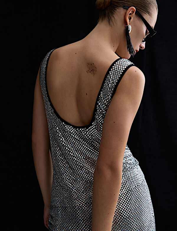 Metallic Embellished Scoop Neck Vest Top - VN