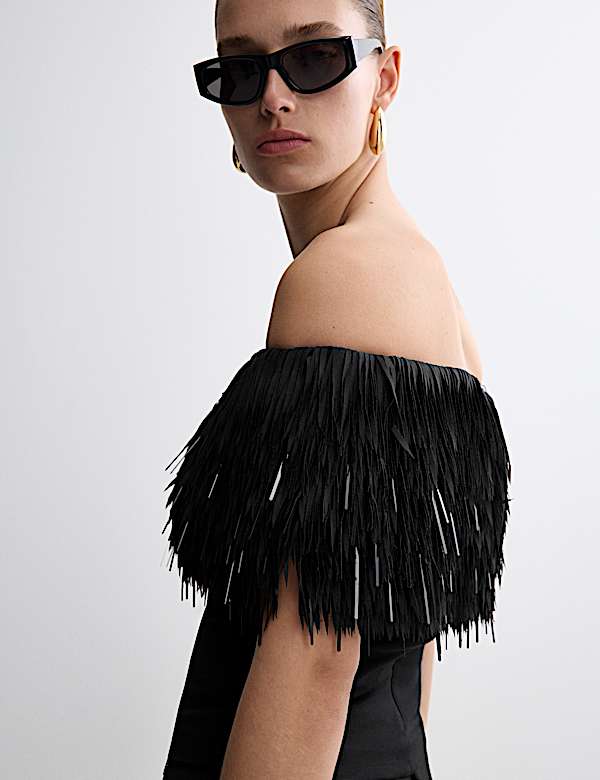 Feather Detail Off The Shoulder Top - VN