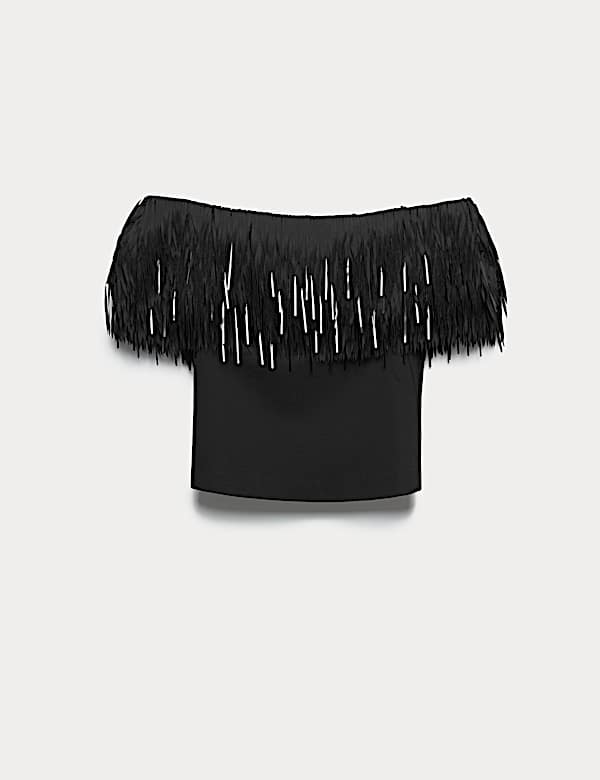 Feather Detail Off The Shoulder Top - VN