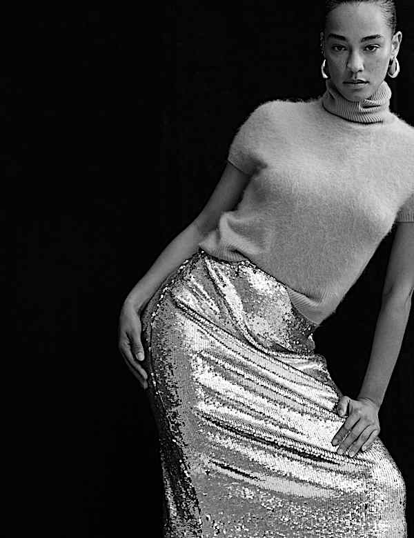 Sequin Midi Column Skirt - NZ