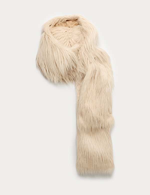 Faux Fur Hooded Scarf - NO
