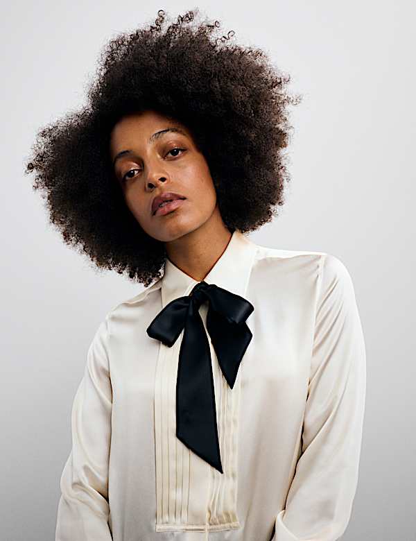 Pure Silk Pleat Detail Shirt - CA