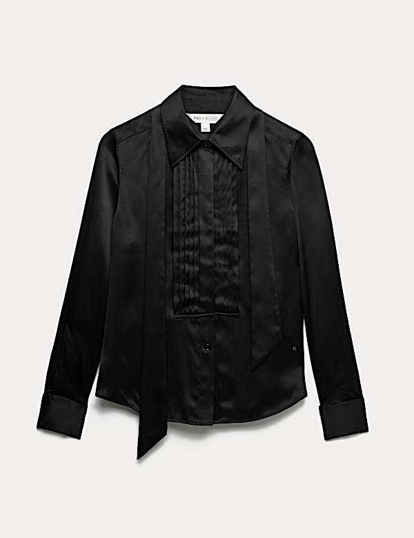 Kemeja Detail Lipit Sutra Murni - ID