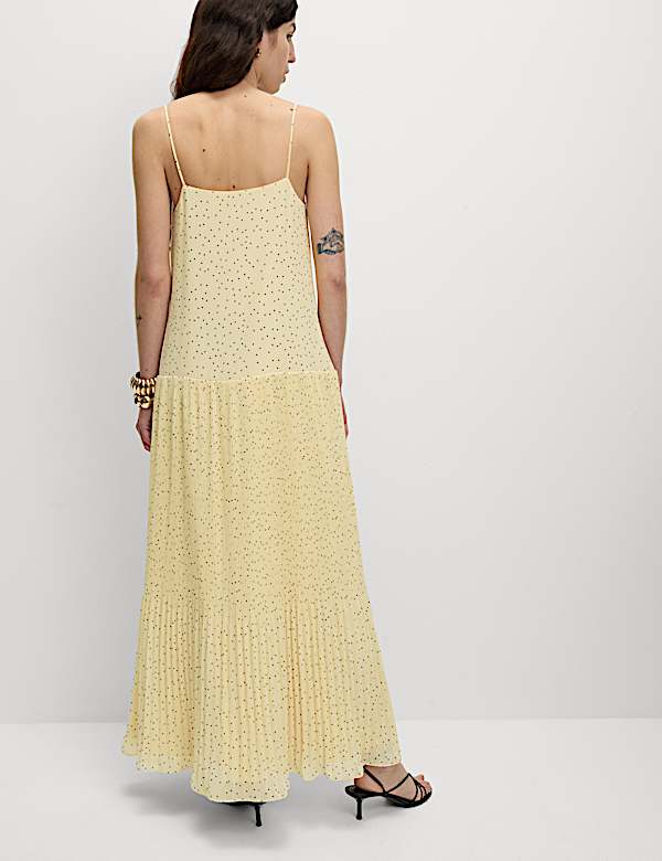 Chiffon Printed Scoop Neck Maxi Waisted Dress - RS