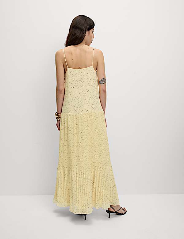 Chiffon Printed Scoop Neck Maxi Waisted Dress - RS