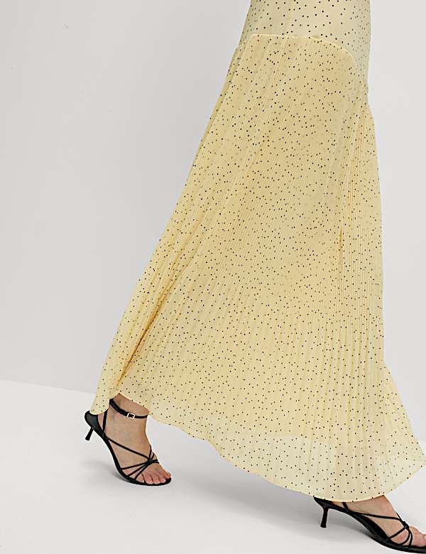 Chiffon Printed Scoop Neck Maxi Waisted Dress - RS