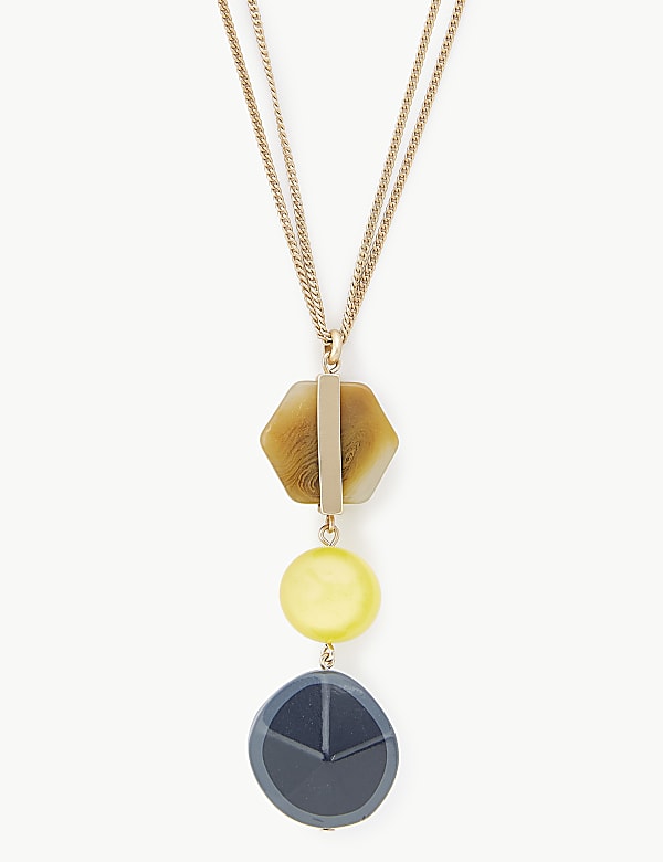 Triple Stone Long Pendant Necklace