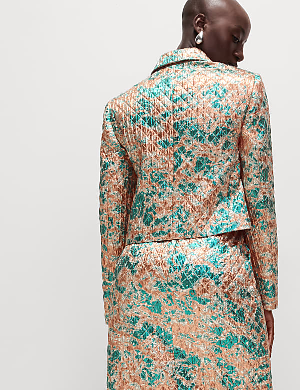 Tailored Metallic Quilted Cropped Blazer - NL