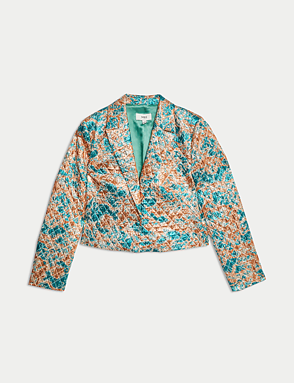 Tailored Metallic Quilted Cropped Blazer - NL