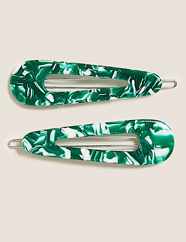 2 Pack Tortoiseshell Print Hair Clips - US