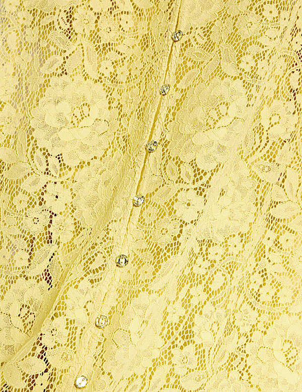 שמלת תה מידי עם כפתורים לכל האורך, כותנה ותחרה - IL