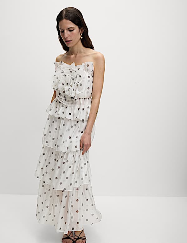 Organza Spot Print Bardot Top - IT