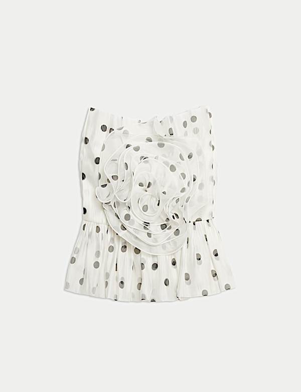 Organza Spot Print Bardot Top - IT