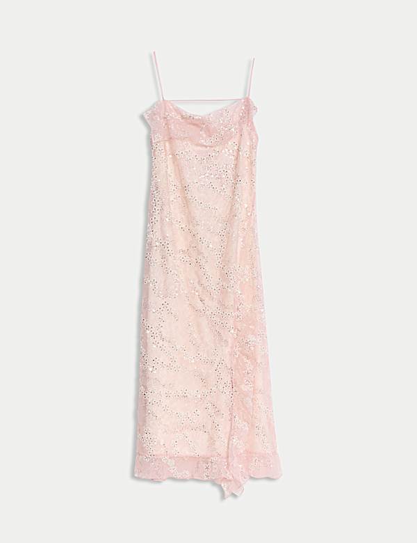 Embellished Lace Frill Midaxi Column Dress - ID