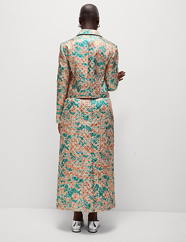 Doorgestikte metallic midaxi-kokerrok - NL