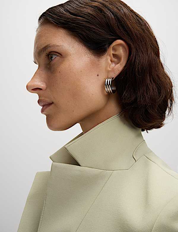 בלייזר בעל רכיסה אחת בגזרה ישרה עם שרוול קצר - IL