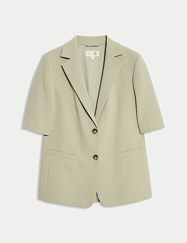 בלייזר בעל רכיסה אחת בגזרה ישרה עם שרוול קצר - IL