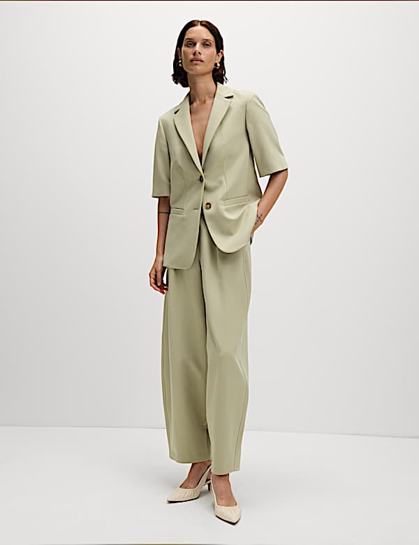 Tailored Pleat Front Barrel Leg Trousers - FI