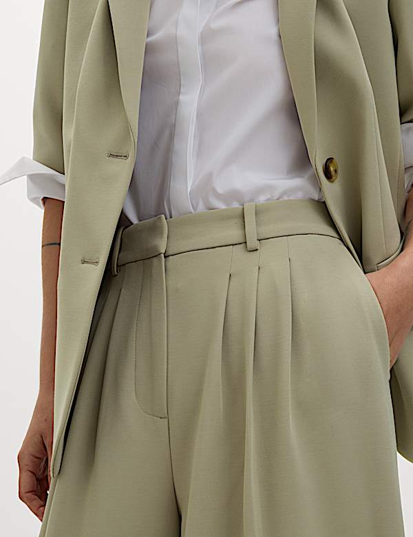 Tailored Pleat Front Wide Leg Trousers - RO